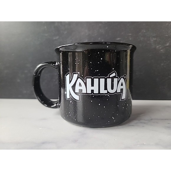 KAHLUA Coffee Mug Black With White Speckles 16 Oz - Picture 2 of 10